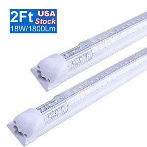 2ft Linkable LED winkel licht inch W W W Tube Lights Cooler Deurverlichting Geïntegreerde T8 bollen K AC85 V Plafond en utility Strip Bar Lamp Oemled