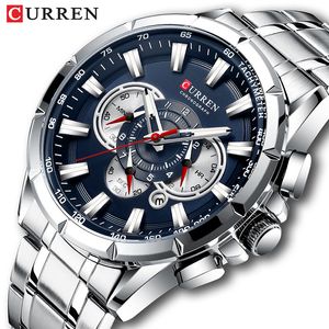 Curren Wrist Watch Men Waterproof Chronograph Military Army rostfritt stål Mannklocka Top Brand Luxury Man Sport Watches 8363 220329