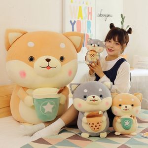 23cm Cute cartoon milk tea dogs doll plush toy cute little dog dolls girl sleeping pillow