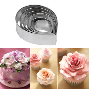 Wholesale rose petal cake resale online - Baking Moulds Fondant Cake Chocolate Mold set Biscuit Cookie Cutter Water Drop Shape Rose Petal Stainless Steel