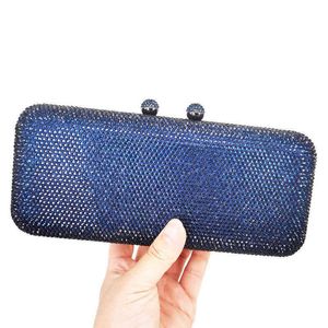 NXY Evening Bags Navy Blue Crystals Party Wedding Bridal Clutch Bag Cheaper hot crystal Evening Female Chain Shoulder 0428