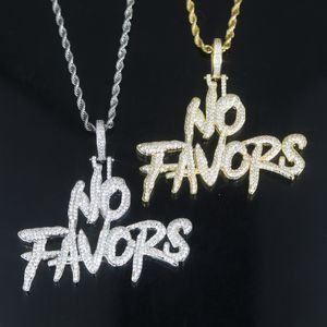 Wholesale Custom No Favors Initial Letter Pendant Full Iced Out Bling 5A CZ Cubic Zirconia Nameplate Hip Hop Mens Boy Punk Jewelry