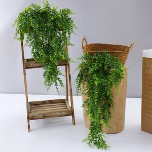 Decorative Flowers & Wreaths Artificial Plant Persian Fern Leaves Vines Room Decor Hanging Plastic 90cm Leaf Grass Wedding Party Wall Home D