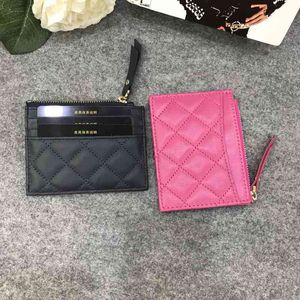 Genuine Leather Fashion small wallet Sheepskin luxury designer unisex id Card Holders Zipper Slim holder case mini money bag X220331