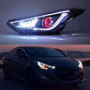 Car Head Lights Brake Fog Running Lighting Assembly Demon Eye For Hyundai ELANTRA Blue DRL Turn Signal Front Lamp