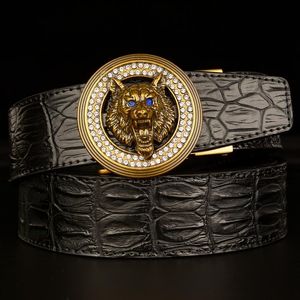 Belts Retro Classical Wolf Designer Belt For Men Luxury Cowskin Leather Waistband High Quality Businessmen Automatic
