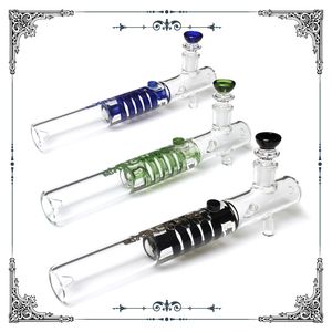 thick heady glass pipe Labs glass steamrollers hand pipe for tobacco Dry Herb smoking pipes Freezable coil steam roller 12 inches