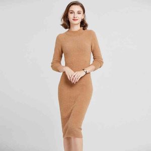 HLBCBG herbst winter Oansatz kurze laterne hülse dicken pullover kleid pelz frauen lose mini Weibliche chic gerade T220804