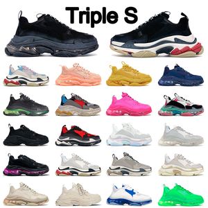 2022 Neue Triple S Designer-Laufschuhe Herren Damen Klare Sohle Schwarz Grün Kristall Regenbogen Gelb Blau Rosa Beige Sport-Turnschuhe Trainer Größe 36-45