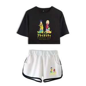 Manga Manga Wonder Prioridade de Manga Prioridade Duas peças Momen Mulheres Pullovers Summer Manga curta Cultura calça Harajuku Roupos