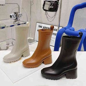 2022 Новые женские зимние дождевые сапоги женский роскошный низкие каблуки Angle Boots Оригинальные средние бренды моды модные каблуки