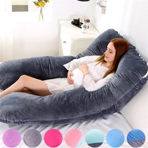 Soft Fleece Pregnant Pillow Gravida U Type Lumbar Pillow Multi Function Side Protect Cushion for Pregnancy Women Drop 220406