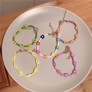 Beaded Strands Girl Crystal Flower Ins Wind Daisy Bracelet For Women Color Female Usual Decoration Gift Jewelry Fawn22