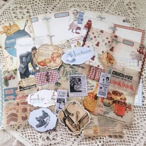 Enrole de presente Retro Girls Food Material Anterior Decoração Vintage Página de bolo Vintage Papel Diy Scrapbooking Craft Papergift