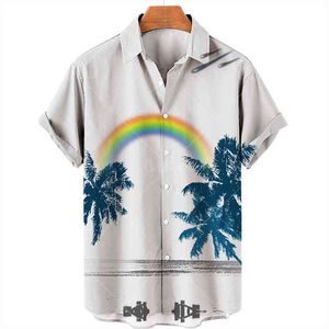 3D New Style Printing Coconut Tree Pattern Designer Art Painting Trend Hawaiian Men's Floral Clothing Shirts G220511