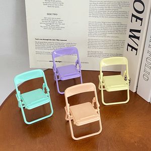 Supporti portatili Mini supporto per telefono cellulare Sedia da tavolo 4 colori Macaron regolabili Supporto pieghevole Decorazione termoretraibile