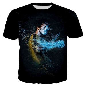 Chinese Kung Fu Bruce Lee Print Pattern t Shirt Men Women Short Sleeves Street Casual Comfort Shirts Loose Tops1