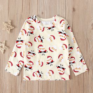 Santa Claus bebé Algodón orgánico Camiseta de manga larga para niños Tops de Navidad