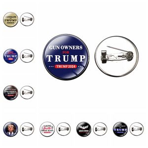 Party Favor Trump 2024 Brooch Trump Campaign Supporter Glass Gem Badge Brooches