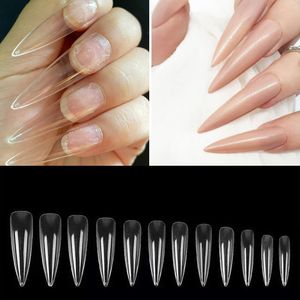 XXL Extras Lång stiletto Pointy False Nail Tips Full Cover Nails Fake Tip Press On Salon Manicure Supply 220716