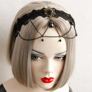 Borlas pretas Trassels de renda Halloween Charcoal Gemtone Bronze Tassel Bandas de cabeça Gótica Acessórios para cabelos noer