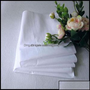 Handkerchief Home Textiles Garden Wholesale White Pure Color Small Square Cotton Sweat Towel Plain Drop Delivery 2021 K36A4
