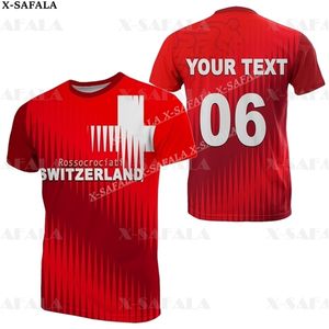 Швейцария пользовательские названия номера фанаты футбол футбол 3D Отпечатана высококачественная футболка летняя крыло мужчина мужчина женская повседневная топ 9 220708