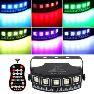 5 ögon 45 lysdioder RGBW UV Strobe Lights Stage Effect Lighting för DJ Disco Home Party Control Ljud Auto Remote Lägen Wash Lamp