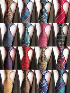 Bow Ties Fashon 8cm Silk Mens Formal Tie Red Navy Jacquard Slips för manlig affär bröllopsfest halskläder tillbehör gravata slipsar