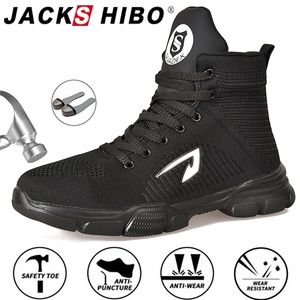 Jackshibo All Season Men Safety Work Boots 신발 안티시쉬 스틸 발가락 캡 부츠 파괴 할 수없는 작업 신발 Pluse Size 48 210315