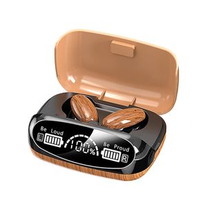 M35 TWS True Wireless Stereo-Kopfhörer, lange Akkulaufzeit, stilvolles Holzdesign, Bluetooth-Ohrhörer, LED-Bildschirm, Premium-Stereo-Sound-Kopfhörer