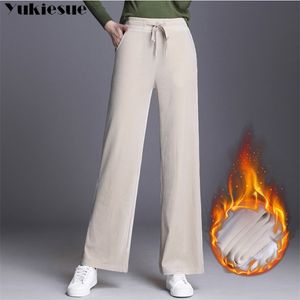 Corduroy Winter Wart Warece Women Women S Pants Female High Weist Wide Leg Pants Capris للنساء نساء امرأة بالإضافة إلى حجم 210412