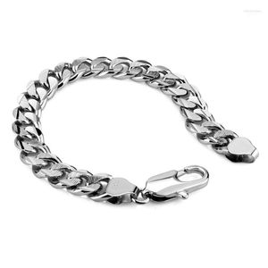 100 % massiver Silberschmuck, modisch, 925er Sterlingsilber, für Herren, Gliederkette, dick, echtes reines Silber, 10 mm, Armband für Herren, Inte22