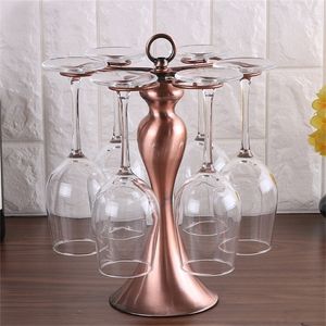 Rotate Tabletop Stemware Storage Rack Metal Bar Upside Down Wine Glass Cup Hanging Holder Home Goblets Decor Display Stand 220509