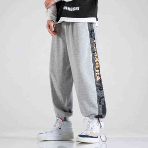 2022 caviglia-lunghezza pantaloni della tuta grigio nero streetwear primavera autunno hip hop pantaloni harem casual da uomo pantaloni da jogging oversize coreani trouers g220713