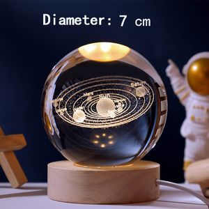 Crystal Glass 3D 2024 Night Night Light RGB Galaxy Sky Sky Moon Lights per lampada da tavolo in casa Base lampada a touch 3D Base 2G S