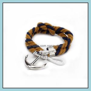 Charm Bracelets Sier Anchor Hooks Bracelet Men Leather Risers For Women Men Friendship Nanashop Drop Delivery 2021 Jewelry Nanashop Dhvyr