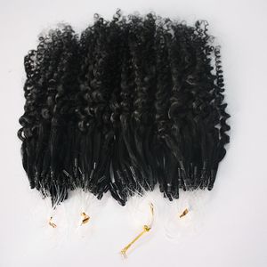 Micro Loops grå färg Curly Micro Loop Human Hair Extensions 200GR 200s