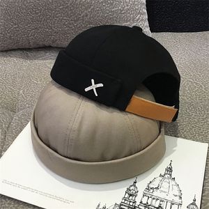 Vintage Dome Hut Herren Einfarbig Samt Mützen Für Männer Docker Sailor Crimpen Brimless Schädel Caps Lässige Hip Hop Cap 220629