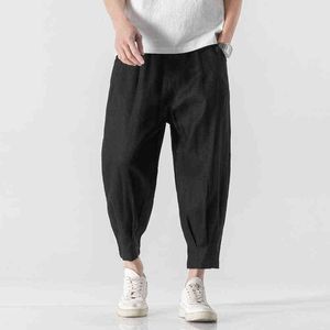 2022 Primavera no verão masculino calça de harém de homens Hiphop estilo chinês Drop Troushers masculino calça retro do tornozelo do tornozelo l220706