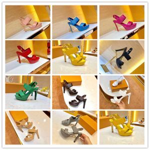Wholesale thick heels shoes resale online - Fashion Top Designer Women Sandals high heeled shoes Open Toes Thick Heel Female Slides Summer Shoes Sandalias Lady Shoes Pumps We234G