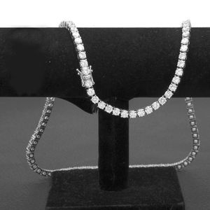 Projektant mężczyźni Hip Hop Naszyjnik Tennis Luksusowy retro moda prosta diamentowa klamra kryształowy Diamond Złota i srebrny długi łańcuch Naszyjki Miami Hurtowe