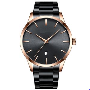 Casual Business Watches for Men Classic Black Watch Top Brand Quartz Clock Male Stainless Steel Band Wristwatch montre de luxe gift F3