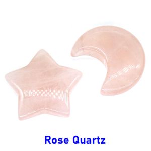 Quarzo rosa Statue a forma di luna e stella Pietra di cristallo naturale Mascotte Meditazione Guarigione Reiki Gemstone Gift Room Decor