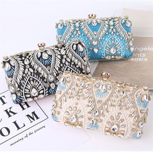 Luxury Diamond rhinestones Clutch Bags Exquisite Female clutches Pearls Beaded Chain Handbags Wedding Purse Shouler Bag ZD1234 220527