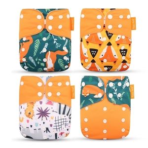 Happyflute Fashion Style Baby Nappy 4pcsset Diaper Cover WaterproofReusable Cloth Diaper 220720