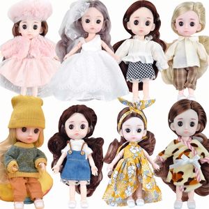 16 cm Bjd Doll Clothes 1/12 High-end Dress Up Fashion Per bambole Suit Regali per bambini DIY Girls Toys Kids 220505