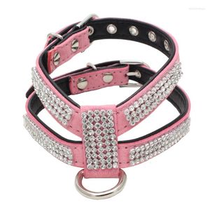 Collari per cani Imbracatura di strass Gilet scintillante riflettente Bling per Pug Chihuahua Cani di piccola taglia Walking Party And Wedding 7 colori