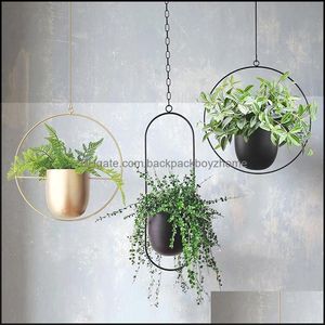 Planters Pots Garden Supplies Patio Lawn Home Metal Plant Hanger Chain Hanging Basket Flower Pot Holder Balcony Cachepot For Flowers Drop