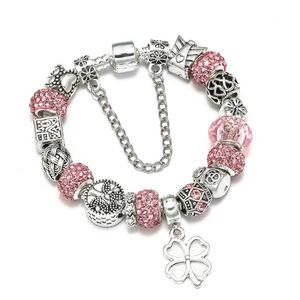 チャームブレスレットseialoy for women for women oliginal pink crystal star matryoshka life of life beadedブレスレットバングルジュエリーチャーム